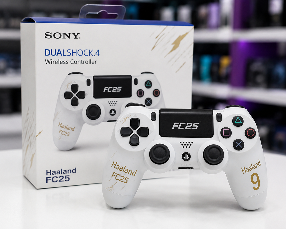 خرید دسته بازی سونی مدل SONY DUALSHOCK PS4 طرح HALLAND FC25 سفید مناسب بازی FC25 و پلی استیشن 4